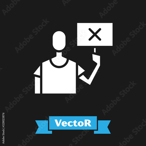 White Nature saving protest icon isolated on black background. Earth planet protection, environmental issues demonstration. Vector Illustration