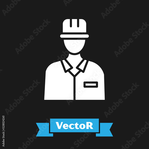 White Oilman icon isolated on black background. Vector Illustration