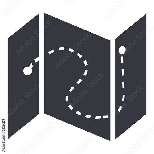 Vector Single Black Icon - Folded Paper Map