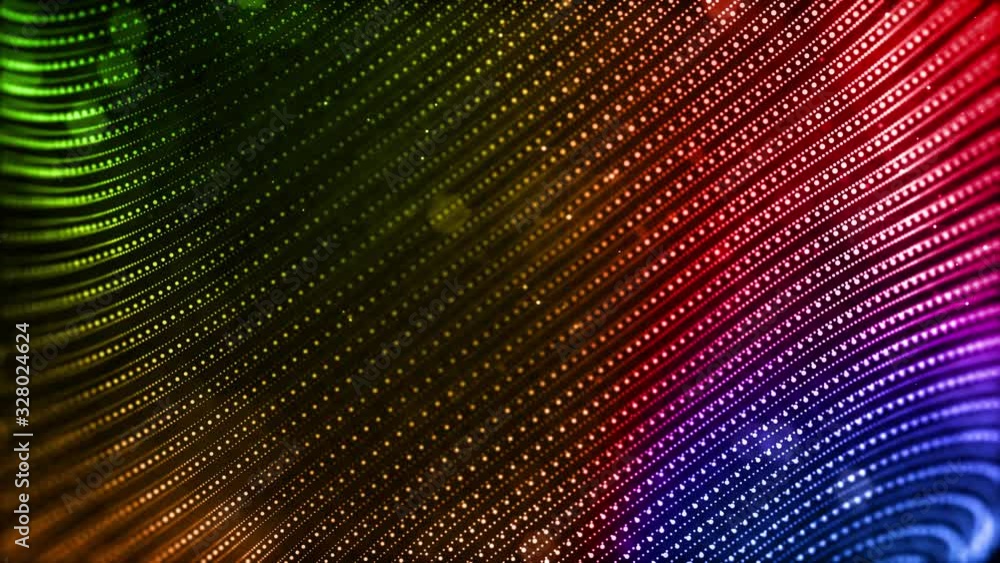4k looped sci-fi background with bokeh and light effects. Glow gradient color particles form lines, surfaces, string structures as virtual space or hologram for HUD screen. 8 4k looped sci-fi background with bokeh and light effects. Glow gradient color particles form lines, surfaces, string structures as virtual space or hologram for HUD screen. 8