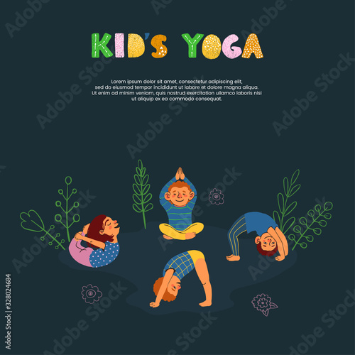 Vector colorful card template Kids Yoga