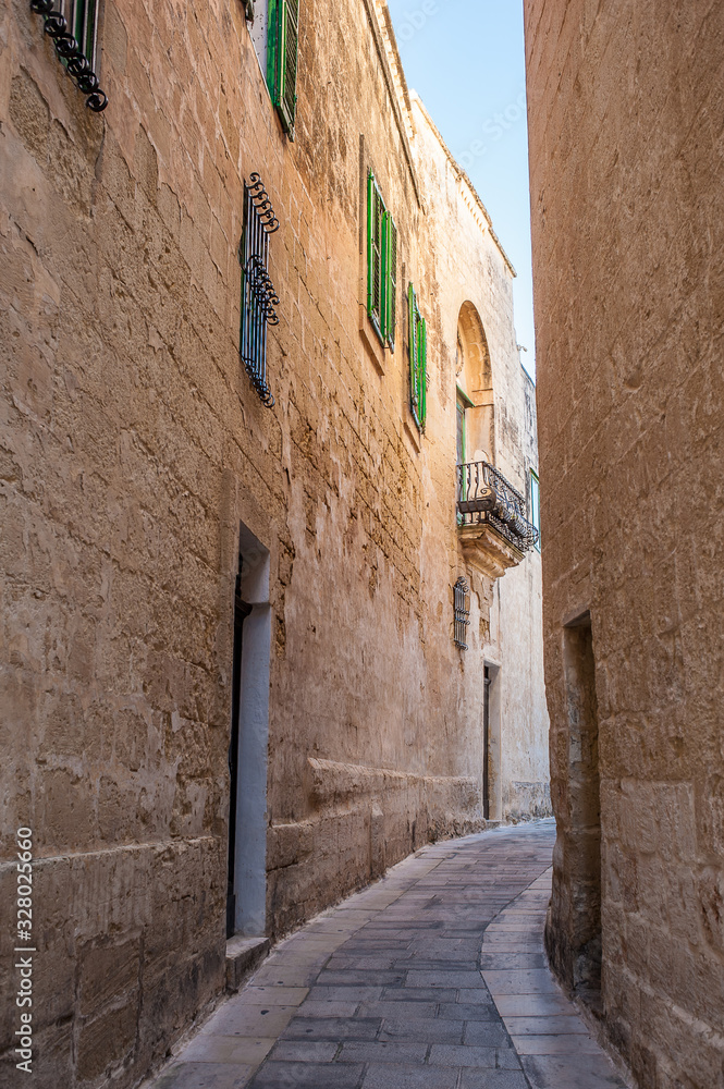 Narrow streets in Mdina also known by its title 