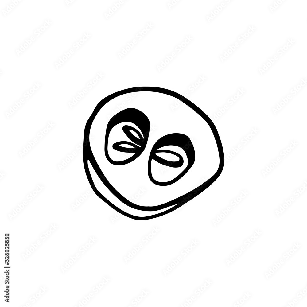 Slice of pepper with bone outline doodle cute digital art. Print for cards, banners, posters, textiles, restaurants, menus, packaging, wrapping paper, invitation cards, shops, coloring books. Slice of pepper with bone outline doodle cute digital art. Print for cards, banners, posters, textiles, restaurants, menus, packaging, wrapping paper, invitation cards, shops, coloring books.