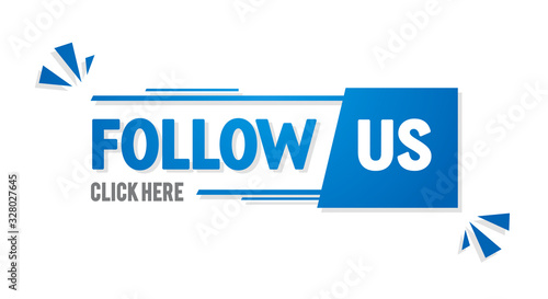 Vector illustration modern social media tag. Follow us. Isolated web element on white background