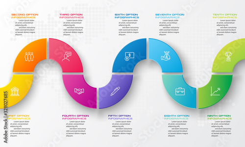 Timeline infographic template,Business concept with 10 options,Vector illustration.