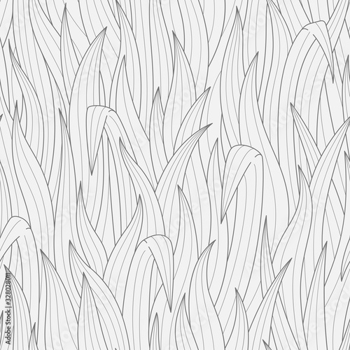 Line art grass seamless pattern. Two color vector graphic.