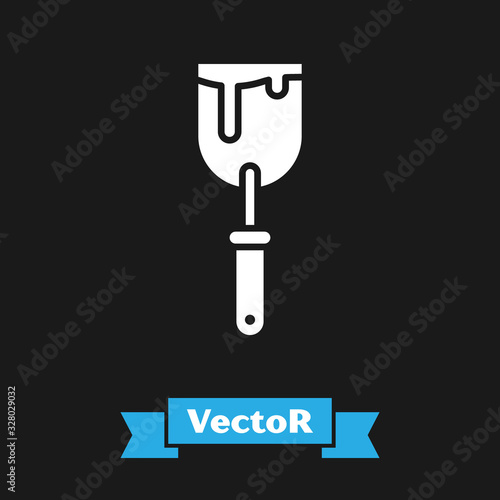 White Putty knife icon isolated on black background. Spatula repair tool. Spackling or paint instruments. Vector Illustration