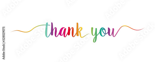 Thank You Hand Writing Colorful Text Lettering Brush Calligraphy isolated on White Background. Greeting Card Vector Illustration