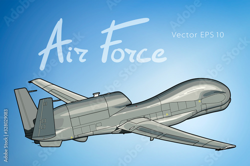 War drone U.A.V aircraft isolated on background.