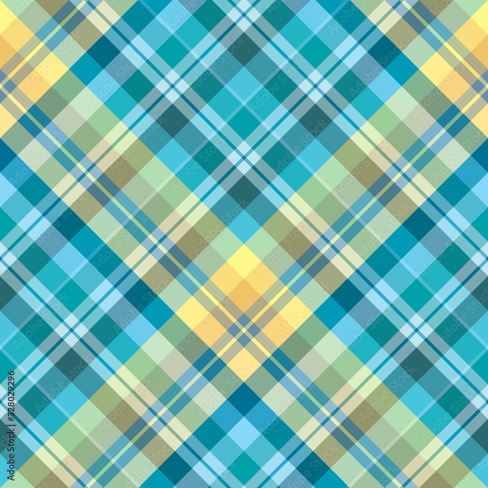 Seamless pattern in fine cozy blue, yellow and green colors for plaid, fabric, textile, clothes, tablecloth and other things. Vector image. 2 Seamless pattern in fine cozy blue, yellow and green colors for plaid, fabric, textile, clothes, tablecloth and other things. Vector image. 2