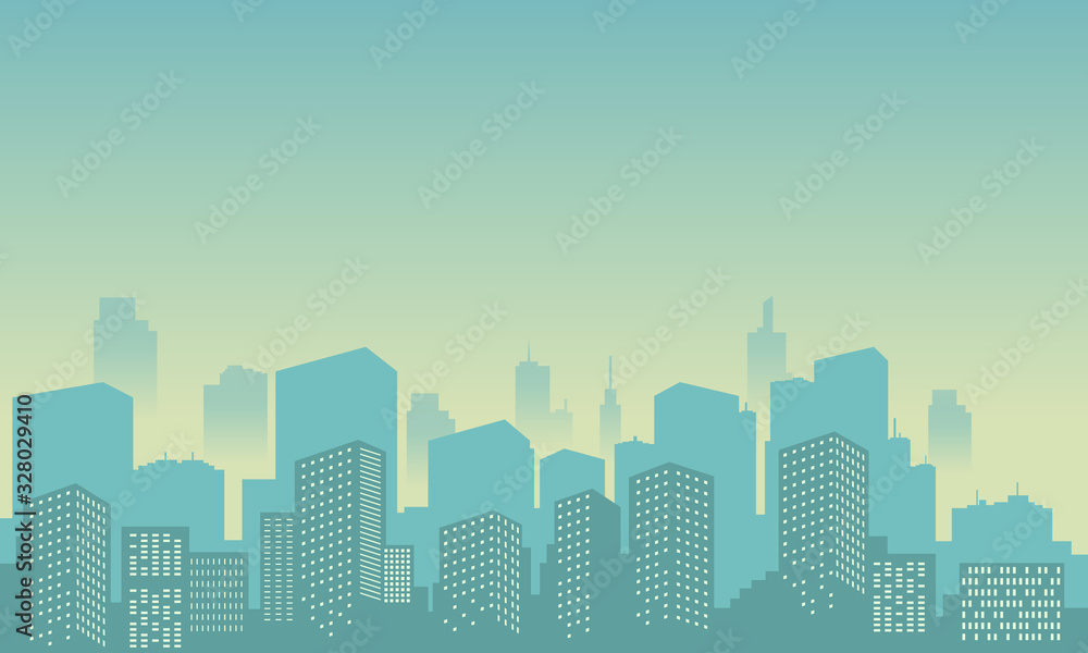 Silhouette of city building in the morning. Urban landscape Silhouette of city building in the morning. Urban landscape