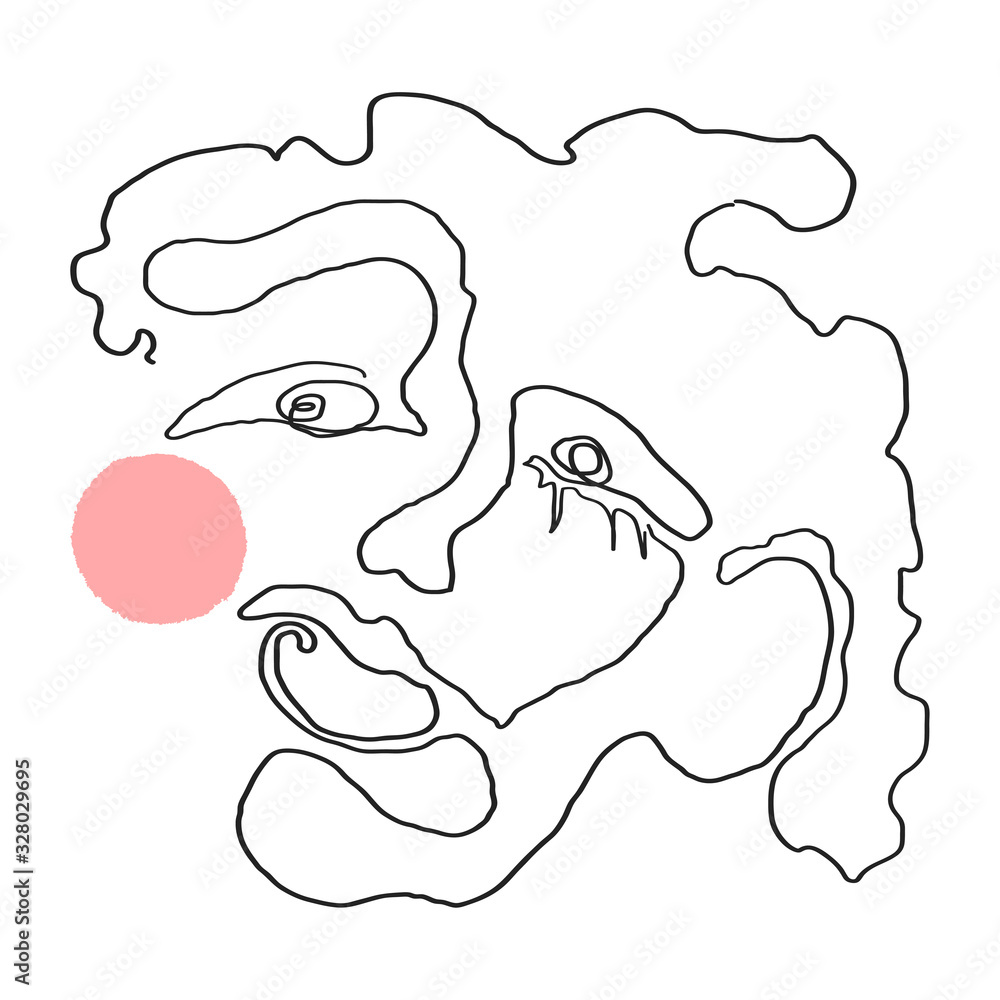 Vector modern poster with illustration of portrait one line. Scandinavian Style. For wallpaper, posters, textile print, greeting card template, social media post, Vector modern poster with illustration of portrait one line. Scandinavian Style. For wallpaper, posters, textile print, greeting card template, social media post,