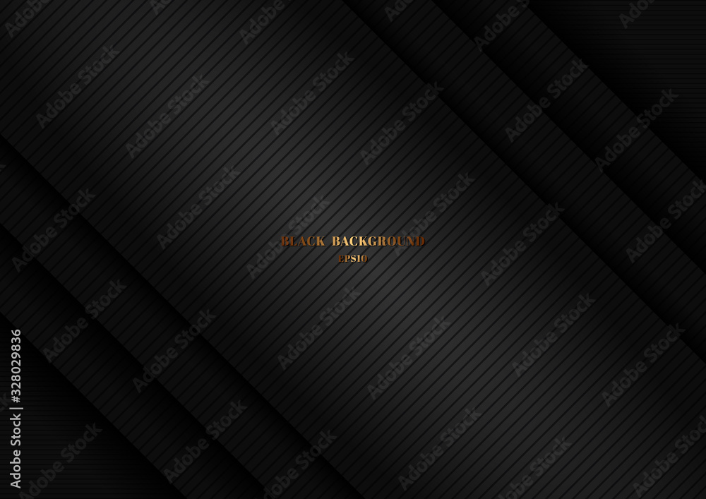 Obraz premium Abstract black shiny layer diagonal with stripes lines texture background. Luxury style.