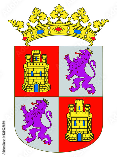 Vector Illustration of the Coat of Arms of the Spanish Autonomous Community of Castile and Leon