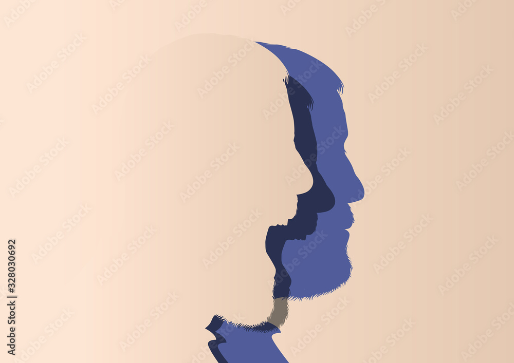 Ταπετσαρία Concept de l’humeur et du changement d’expression avec un homme au visage impassible qui se transforme en se mettant à crier