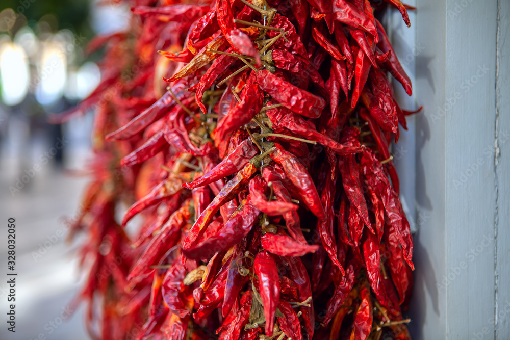 Fototapeta premium red hot peppers on the asian market 