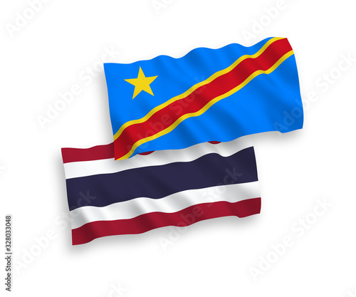 Flags of Democratic Republic of the Congo and Thailand on a white background