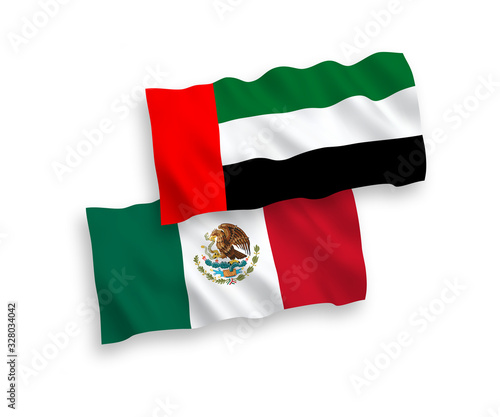 Flags of Mexico and United Arab Emirates on a white background