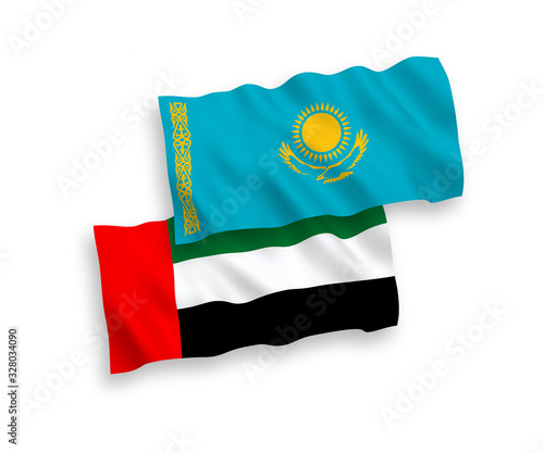 Flags of Kazakhstan and United Arab Emirates on a white background