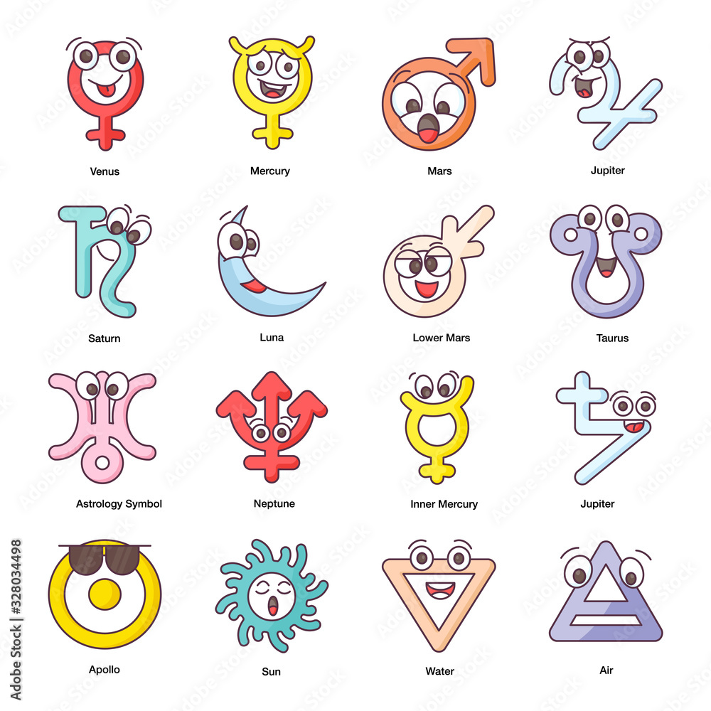  Astrology and Numerology Doodle Icons Pack 