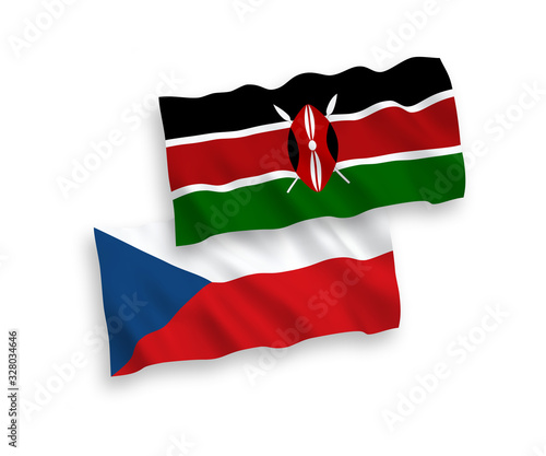 Flags of Czech Republic and Kenya on a white background