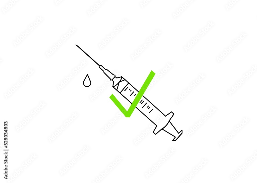 syringe vaccine injection with green check icon syringe vaccine injection with green check icon
