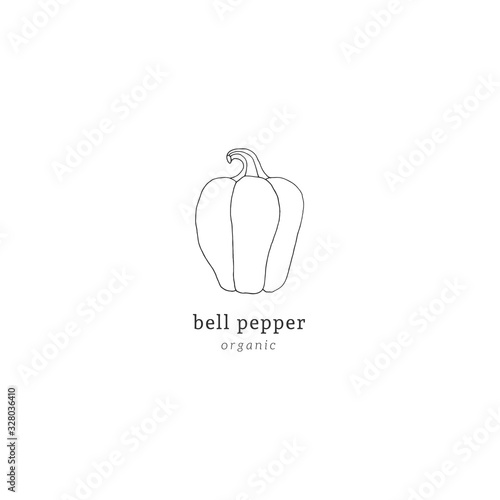 Vegetables. Vector bell pepper icon. Isolated hand drawn object. Healthy nutrition, vegetarians, vegans.