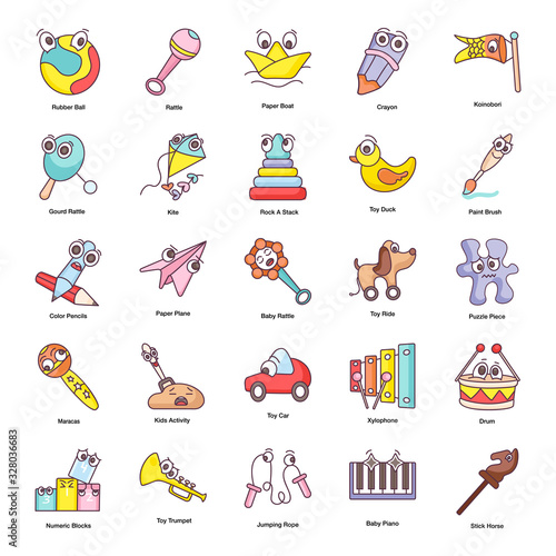  Toys Hand Drawn Vectors Pack 