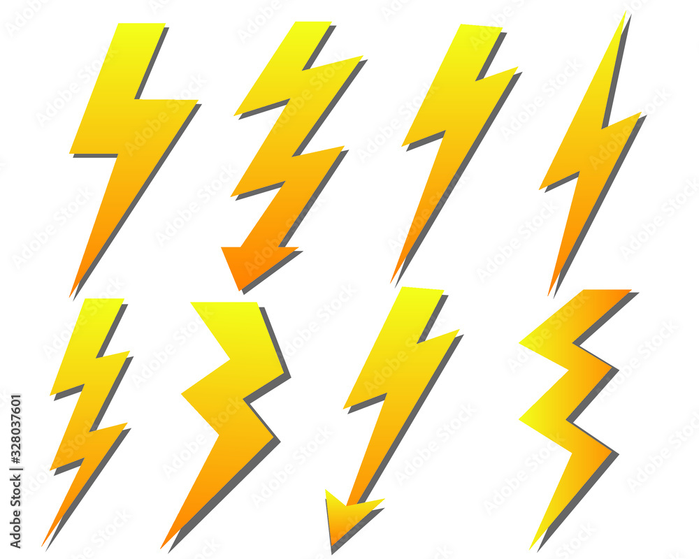 Lightning bolt icons and vector illustration Lightning bolt icons and vector illustration