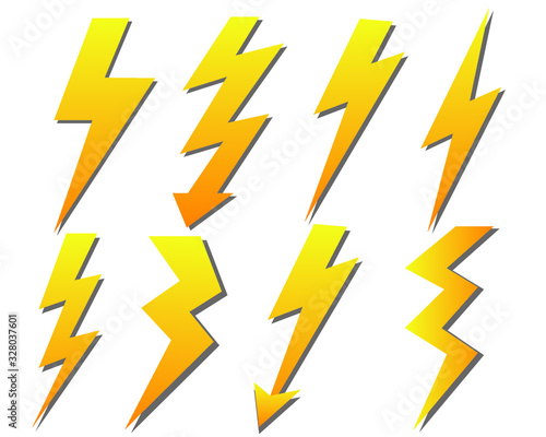 Lightning bolt icons and vector illustration