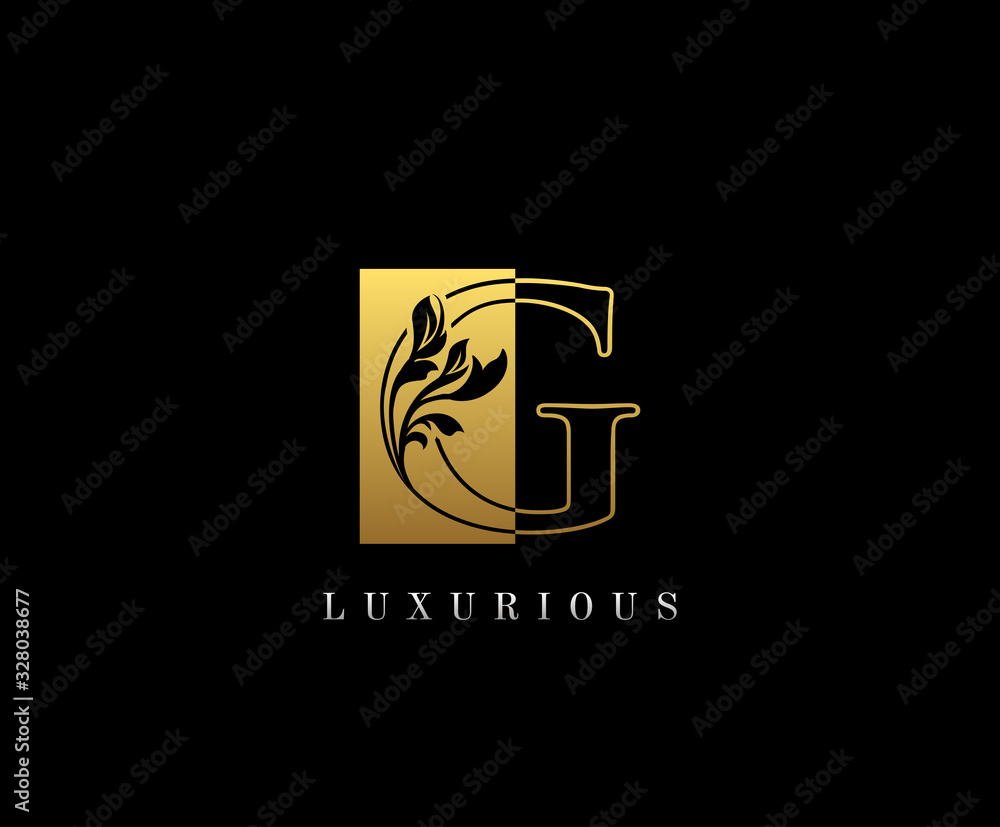 Golden letter G Graceful royal style with square shape. Vintage drawn emblem for book design, weeding card, brand name, business card, Restaurant, Boutique, Hotel. Golden letter G Graceful royal style with square shape. Vintage drawn emblem for book design, weeding card, brand name, business card, Restaurant, Boutique, Hotel.