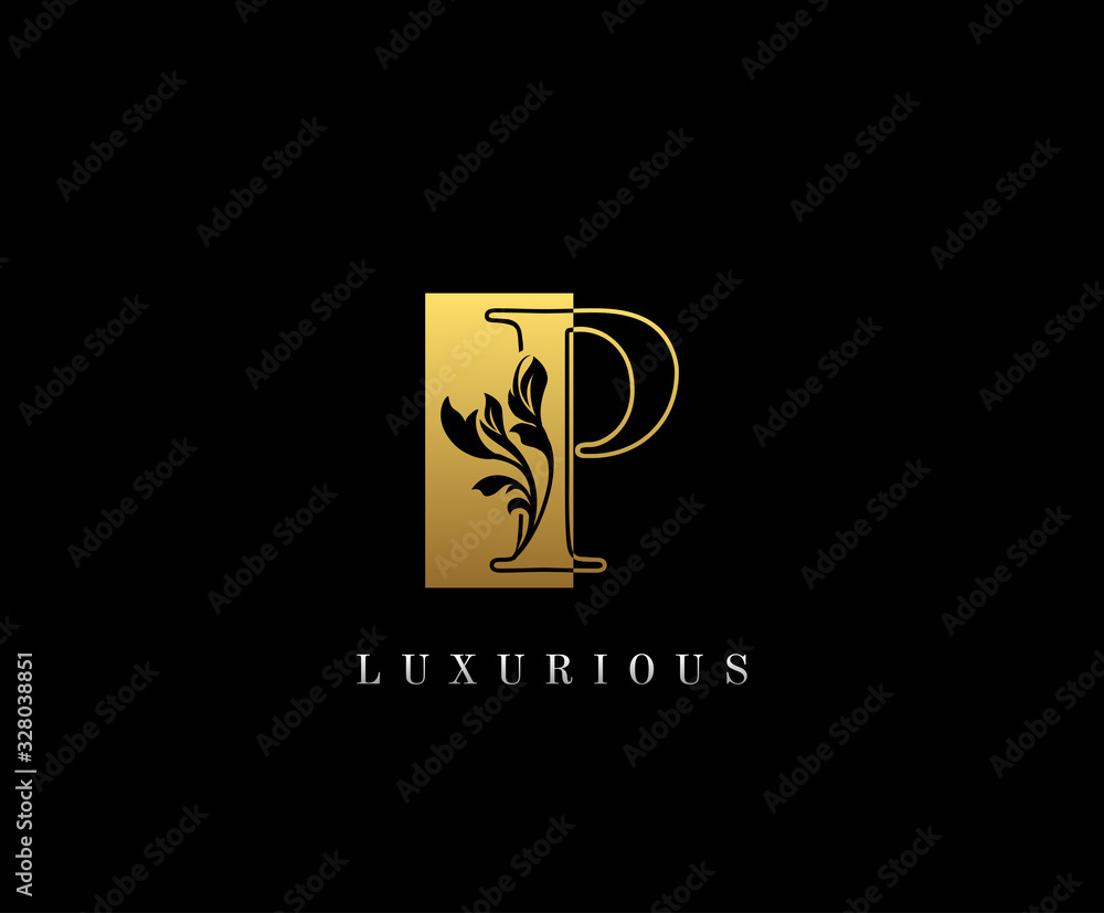 Golden letter P Graceful royal style with square shape. Vintage drawn emblem for book design, weeding card, brand name, business card, Restaurant, Boutique, Hotel. Golden letter P Graceful royal style with square shape. Vintage drawn emblem for book design, weeding card, brand name, business card, Restaurant, Boutique, Hotel.