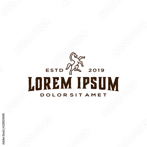 stallion horse logo vector icon illustration design in vintage hispter style