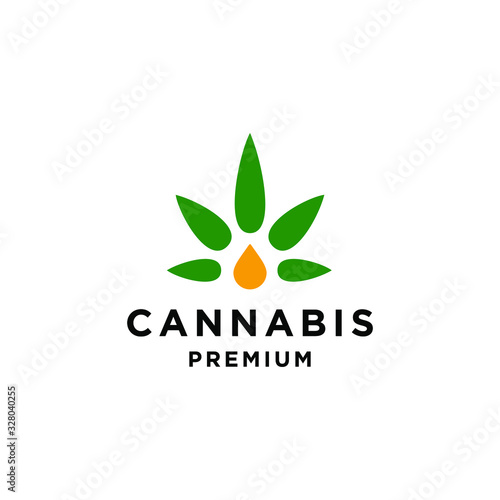 cannabis marijuana hemp leaf farm cultivation logo design icon vector template oil droplet
