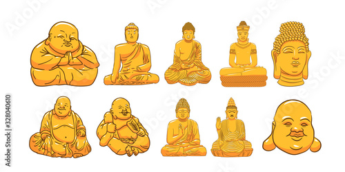 buddha vector set collection graphic clipart design
