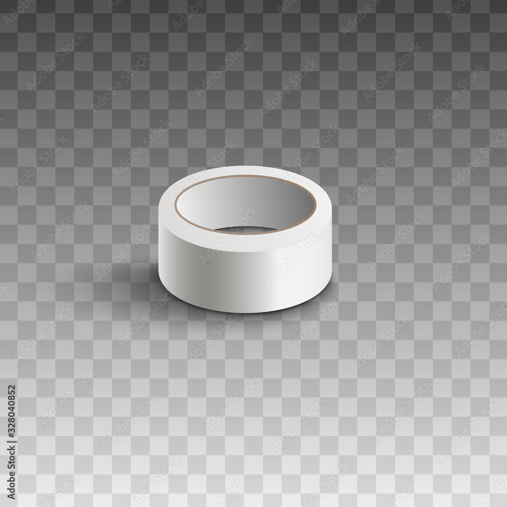 White adhesive tape roll isolated on transparent background Stock