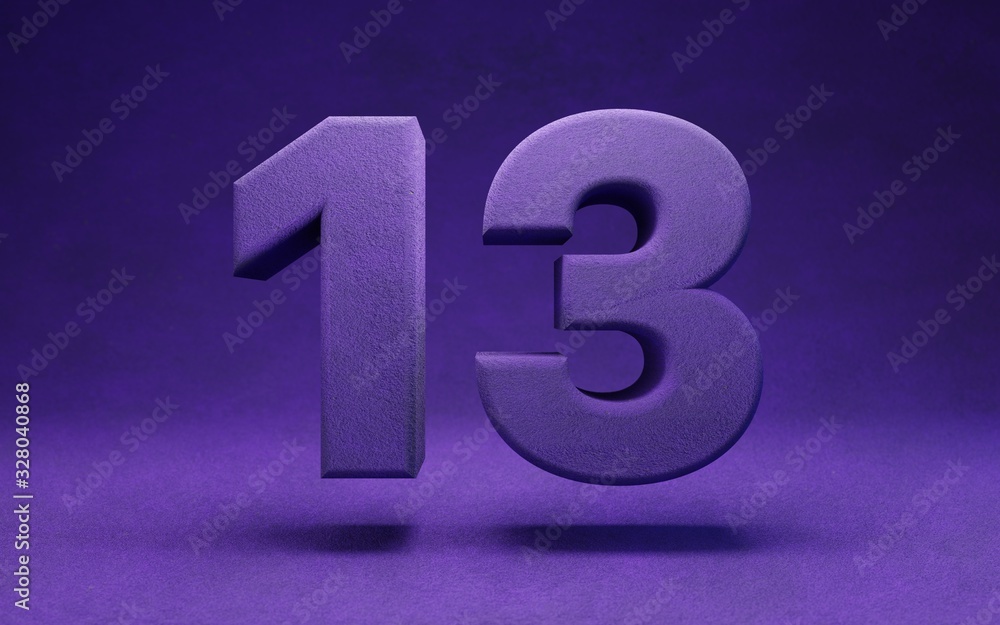 Violet velvet number 13. Indigo color font character. Violet velvet number 13. Indigo color font character.