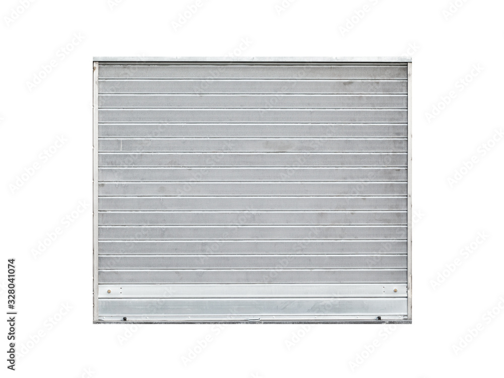 Gray metallic warehouse gate isolated on white Gray metallic warehouse gate isolated on white