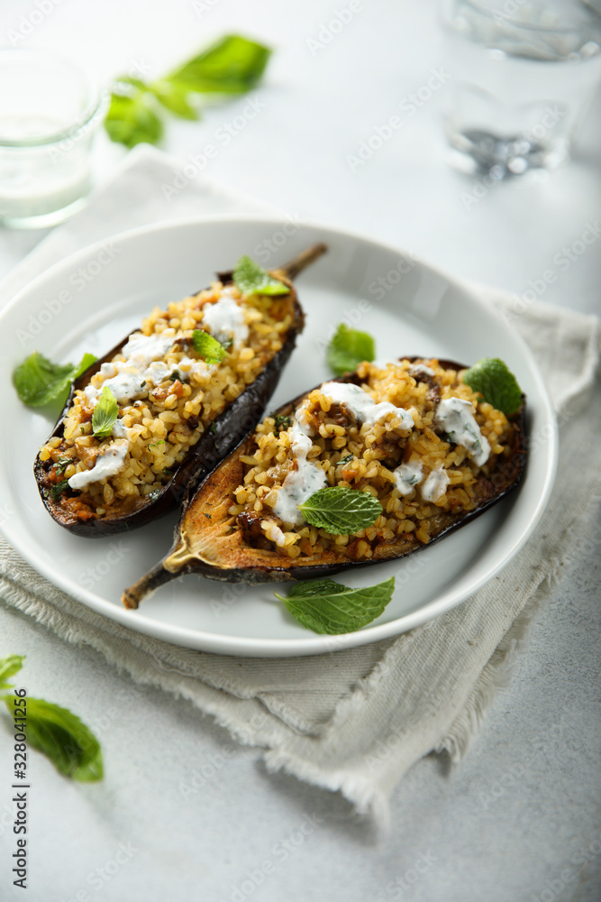 Roasted eggplant with yogurt sauce Roasted eggplant with yogurt sauce