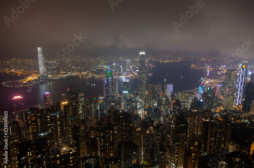 Cityscape Hong Kong Central Western illuminated districts