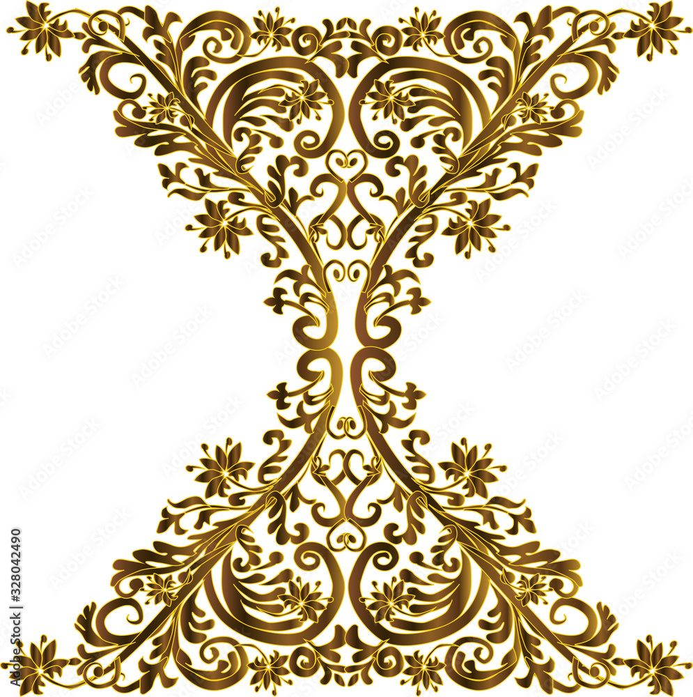 abstract brown an gold decoration on white background abstract brown an gold decoration on white background