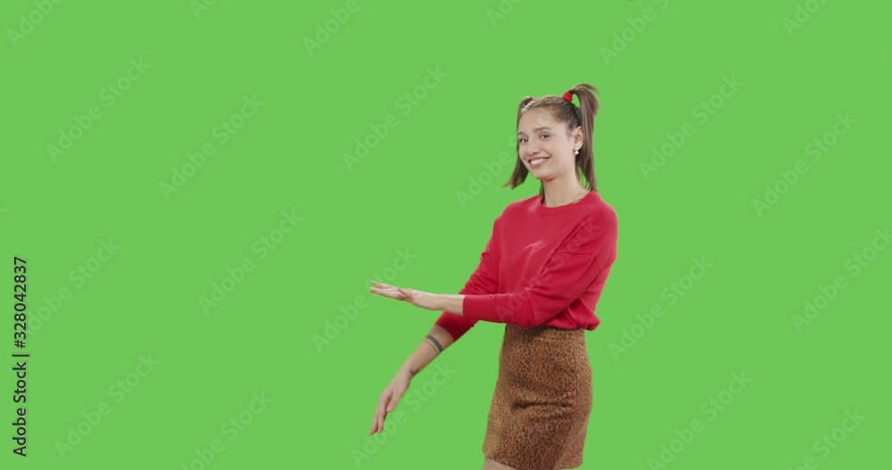 Happy smiling woman dancing and having fun Happy smiling woman dancing and having fun
