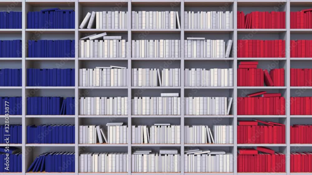 Spines of books compose flag of France. French Literature, culture or science Spines of books compose flag of France. French Literature, culture or science