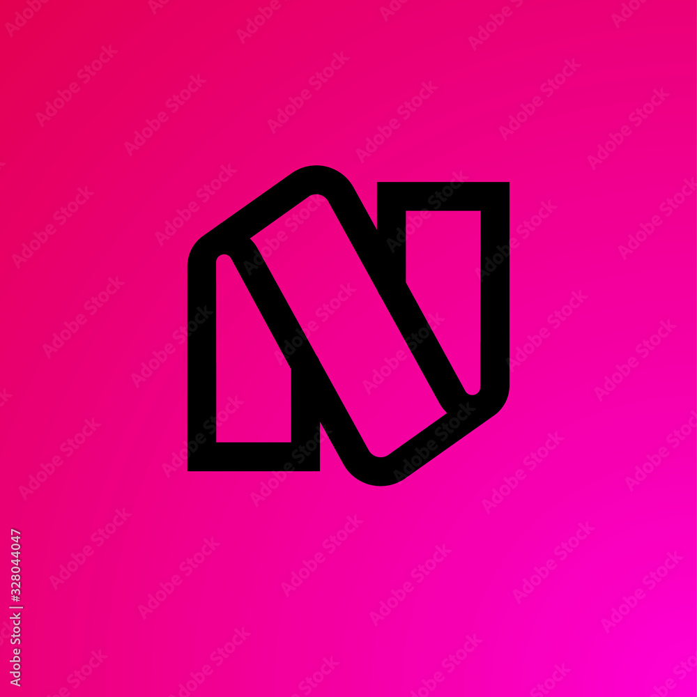 N monogram. Network icon. Linear N monogram, isolated on a bright pink background. N monogram. Network icon. Linear N monogram, isolated on a bright pink background.
