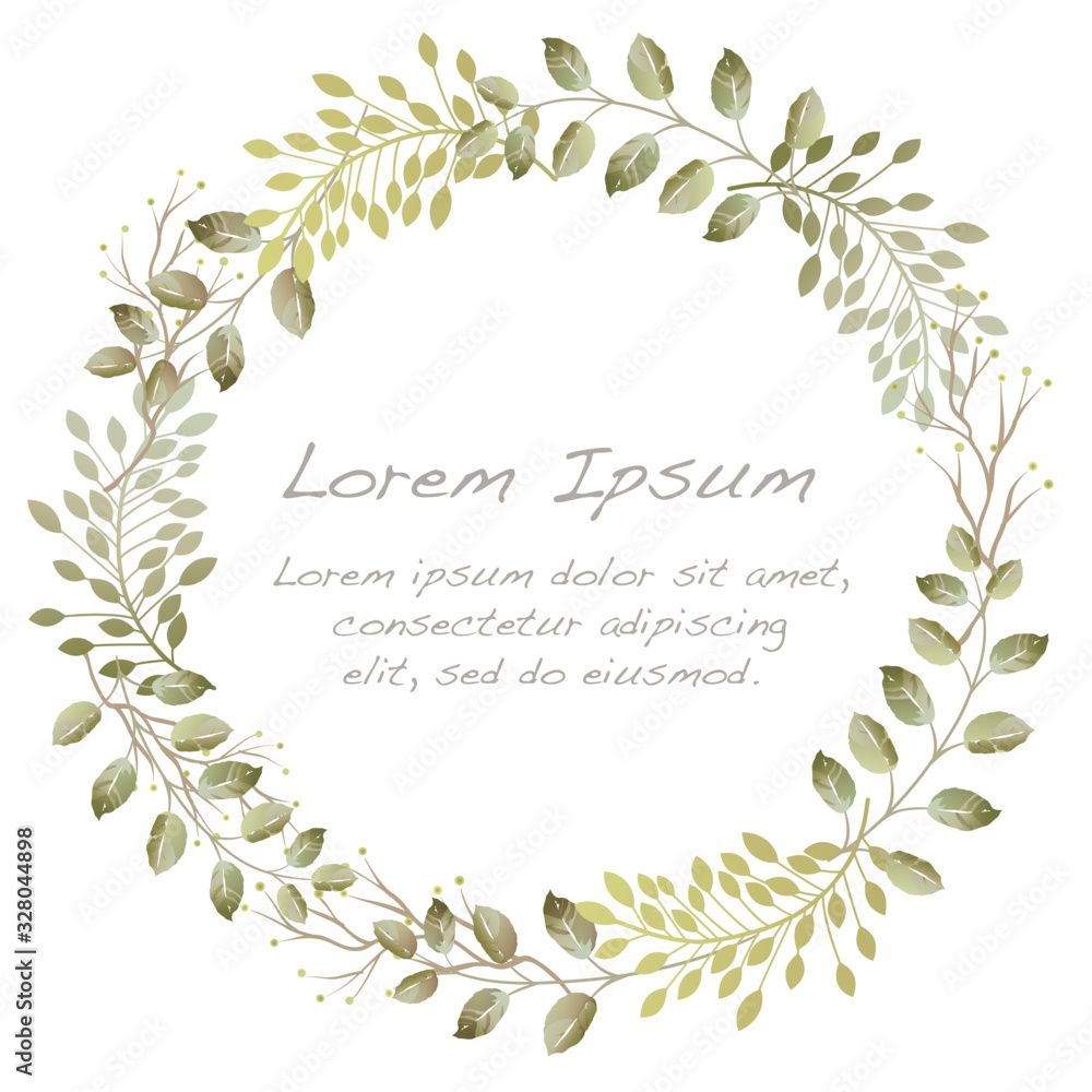 水彩風 植物の丸いフレームイラスト Stock Vector Adobe Stock