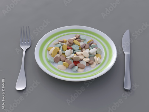 dinner plate with pills