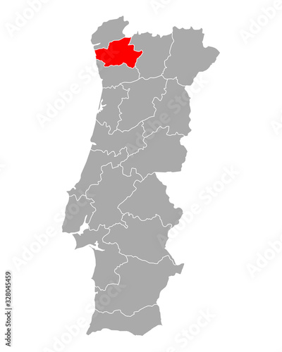 Karte von Braga in Portugal