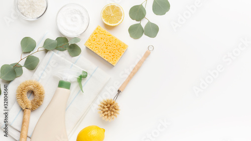 Set of eco friendly natural cleaning products photo