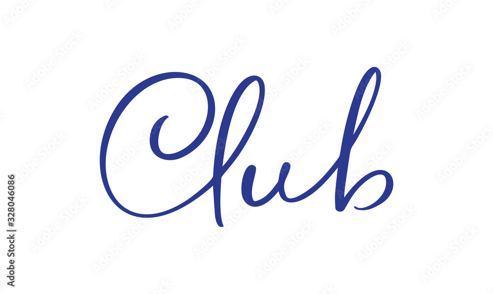 Club handwritten vector calligraphy text. Hand drawn lettering word. For card, logo, banner, poster design concept. Vector illustration Club handwritten vector calligraphy text. Hand drawn lettering word. For card, logo, banner, poster design concept. Vector illustration
