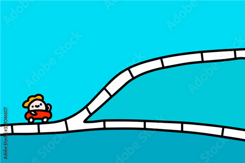 Rollercoaster hand drawn vector illustration in cartoon comic style man choosing way in business metaphore stocks process